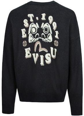 EVISU 秋冬23海鸥达摩图案宽松针织毛衣. 2EAHTM3SR1074RXAW Details for EVISU 秋冬23海鸥达摩图案宽松针织毛衣. 2EAHTM3SR1074RXAW