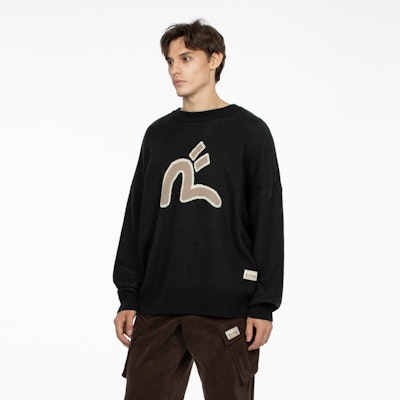 EVISU 秋冬23海鸥达摩图案宽松针织毛衣. 2EAHTM3SR1074RXAW 1