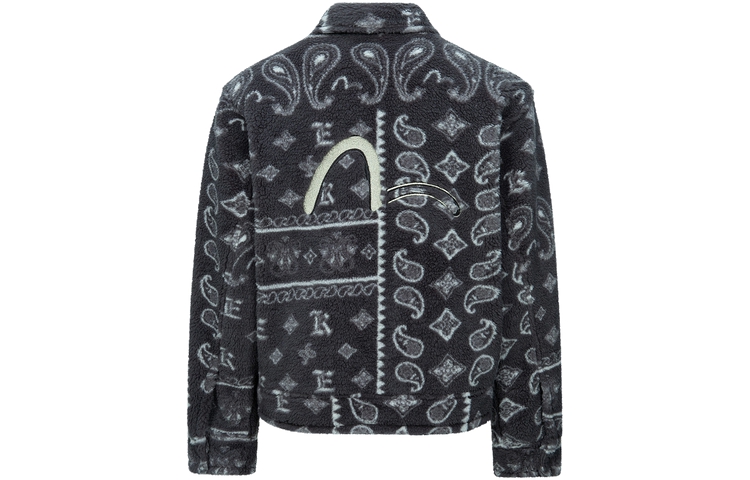 EVISU AW23  Paisley Jacquard Fleece Collar Jacket Charcoal Gray 2EAGNM3JK5111RXSH