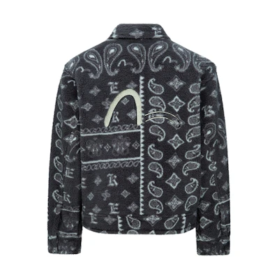EVISU AW23 Paisley Jacquard Fleece Collar Jacket Charcoal Gray 2EAGNM3JK5111RXSH