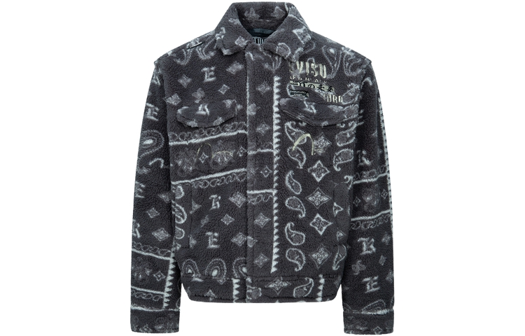 Lookbook EVISU AW23 佩斯利提花羊羔毛領夾克 煤灰色 2EAGNM3JK5111RXSH