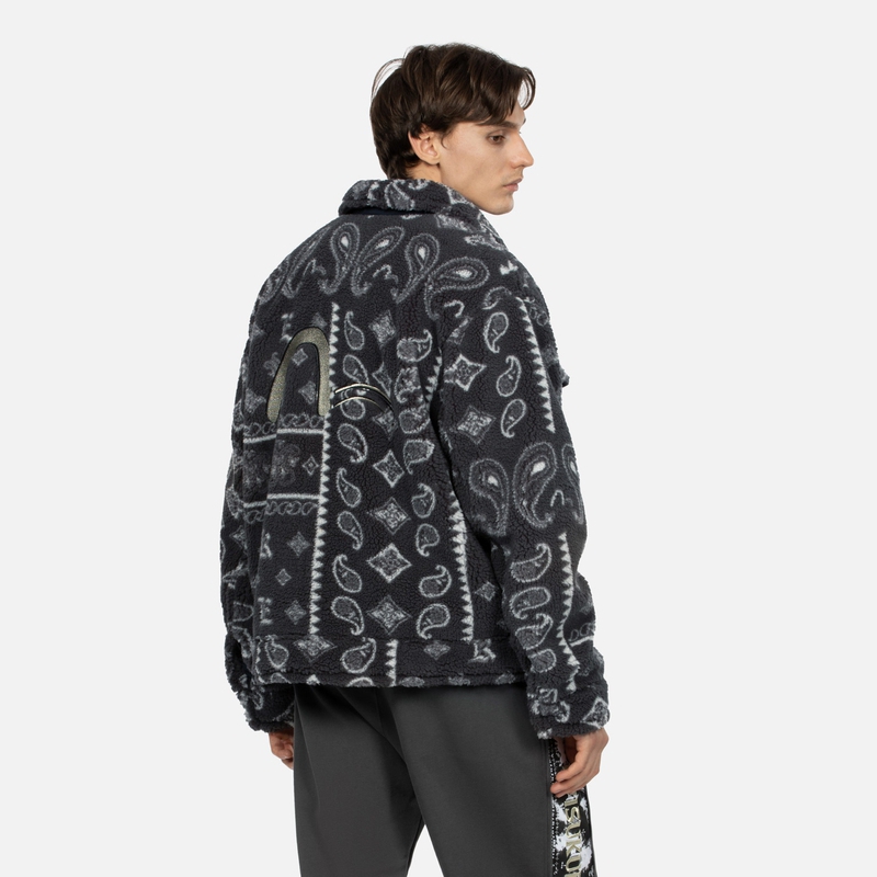 Purchase EVISU AW23 佩斯利提花羊羔毛領夾克 煤灰色 2EAGNM3JK5111RXSH