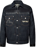 EVISU AW23 Patchwork Embroidered Denim Blue Puffer Jacket 2EAHTM3NJ7023XXCS EVISU AW23 Patchwork Embroidered Denim Blue Puffer Jacket 2EAHTM3NJ7023XXCS