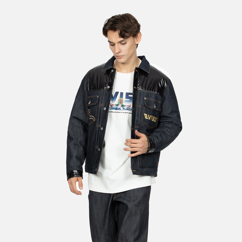 Shop Chaqueta Acolchada Denim Azul con Parche Bordado EVISU AW23. 2EAHTM3NJ7023XXCS