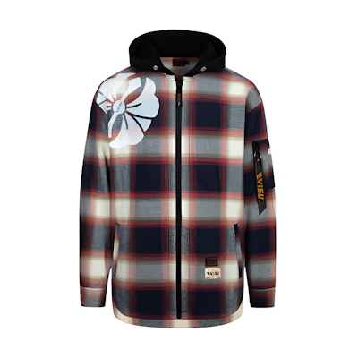 EVISU AW23 Plaid Floral Print Casual Shirt Jacket. 2EAHTM3SL8018LFCT