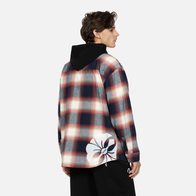 EVISU AW23  Plaid Floral Print Casual Shirt Jacket. 2EAHTM3SL8018LFCT 圖 5