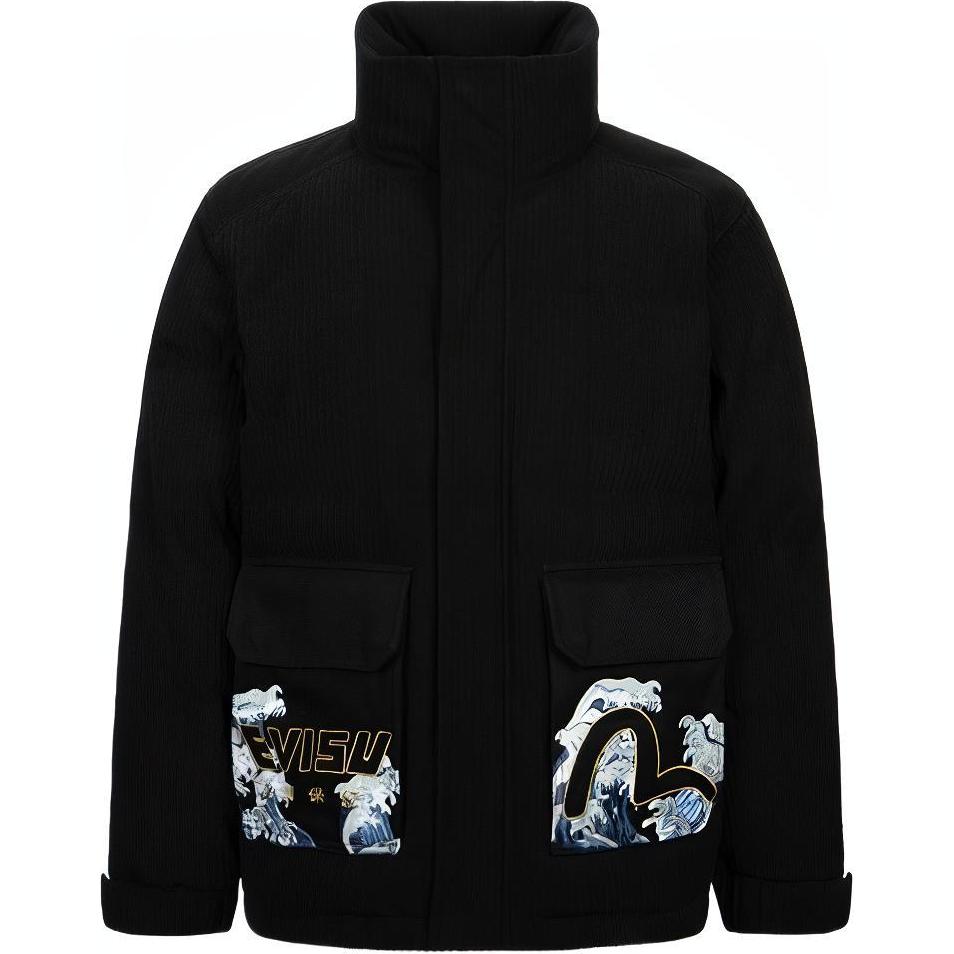 EVISU AW23  Seagull Hooded Jacket Black 2EAHTM3NJ7046XXPL