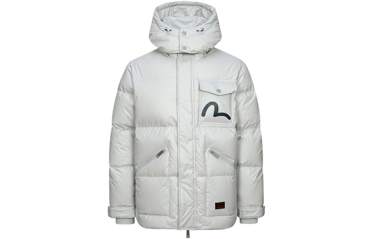 EVISU AW23  Silver Grey Down Jacket with Big M Logo and Hood. 2EAHTM3NJ1035XXNY 圖 3