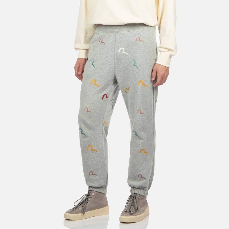 Cheap EVISU AW23 海鷗刺繡圖案滿版設計運動褲 2EAHTM2SP314STCT