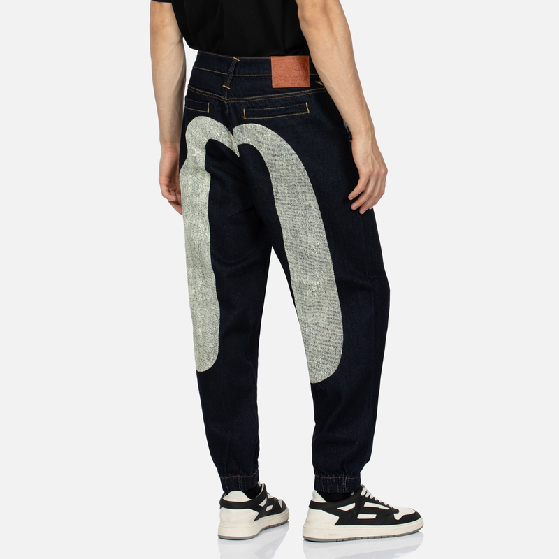 EVISU AW23  Tapered Straight Jeans with Big M Logo - Denim Blue 2EAHTM3JO1071FFDN 圖 4