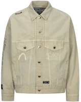EVISU AW23 Washed Grey Green Logo Embroidered Fashion Jacket. 2EAGNM3JK5112FFCT EVISU AW23 Washed Grey Green Logo Embroidered Fashion Jacket. 2EAGNM3JK5112FFCT