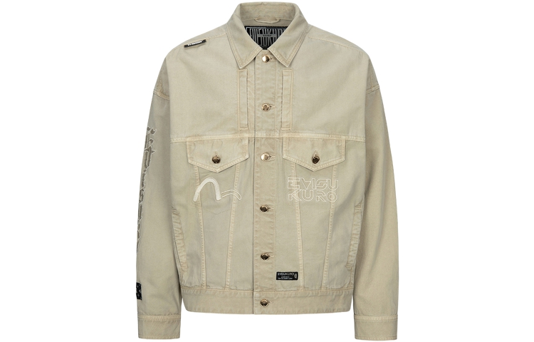 EVISU AW23  Washed Grey Green Logo Embroidered Fashion Jacket. 2EAGNM3JK5112FFCT 圖 2