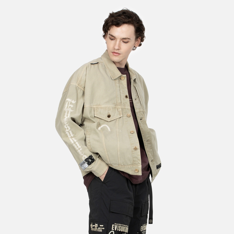 EVISU AW23  Washed Grey Green Logo Embroidered Fashion Jacket. 2EAGNM3JK5112FFCT 圖 4