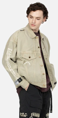 EVISU AW23 Washed Grey Green Logo Embroidered Fashion Jacket. 2EAGNM3JK5112FFCT Shop EVISU AW23 Washed Grey Green Logo Embroidered Fashion Jacket. 2EAGNM3JK5112FFCT