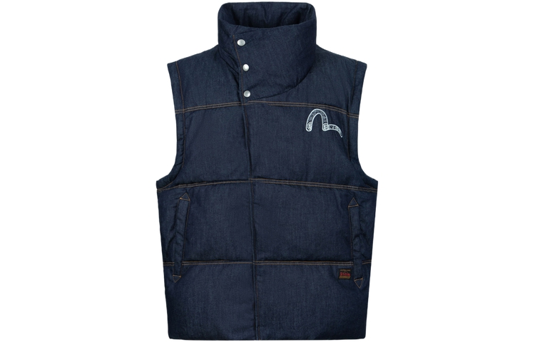 EVISU AW23  Wide Denim Vest with Seagull Patch - Denim Blue 2EAHTM3NV7025LFCT