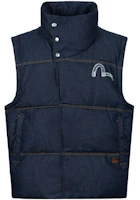 EVISU AW23 Wide Denim Vest with Seagull Patch - Denim Blue 2EAHTM3NV7025LFCT EVISU AW23 Wide Denim Vest with Seagull Patch - Denim Blue 2EAHTM3NV7025LFCT