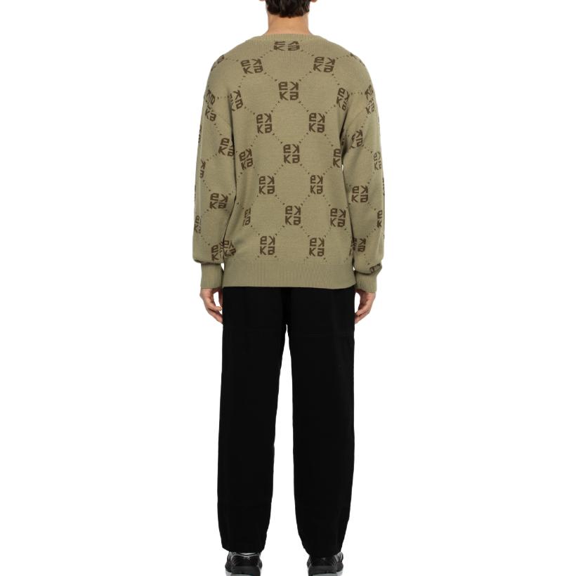 Shop EVISU AW23 Suéter Beige Ancho de Punto con Logo Bordado. 2EAGNM3SR5168LFAW