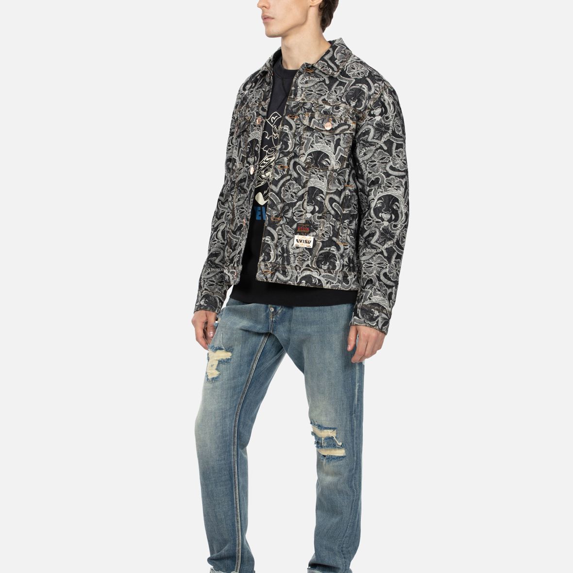EVISU AW23 All-Over Buddha Seagull Denim Jacket  Black 2EAHTM3DJ8068RXCT 圖 4