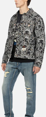 EVISU AW23 All-Over Buddha Seagull Denim Jacket Black 2EAHTM3DJ8068RXCT Shop EVISU AW23 All-Over Buddha Seagull Denim Jacket Black 2EAHTM3DJ8068RXCT