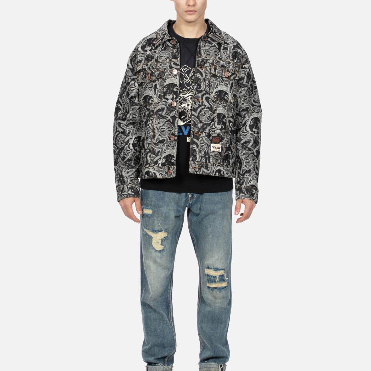 EVISU AW23 All-Over Buddha Seagull Denim Jacket  Black 2EAHTM3DJ8068RXCT 圖 6
