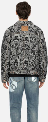 EVISU AW23 All-Over Buddha Seagull Denim Jacket Black 2EAHTM3DJ8068RXCT Sizing EVISU AW23 All-Over Buddha Seagull Denim Jacket Black 2EAHTM3DJ8068RXCT