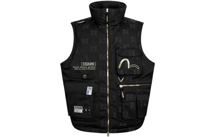 EVISU AW23 All-Over Logo Jacquard Oversized Down Vest Black -  Fashion 2EAGNM3NV5104OSPL