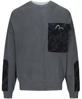 Lookbook EVISU AW23 All-Over Logo Print Knit Sweatshirt Deep Gray Fashion 2EAGNM3SR5166OSCT