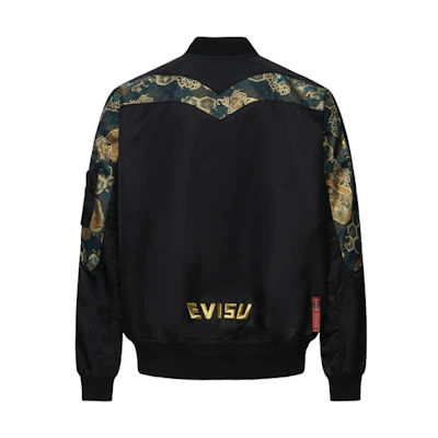 EVISU AW23 Big M Logo Pilot Jacket Black 2EAHTM3JK7057RXNY