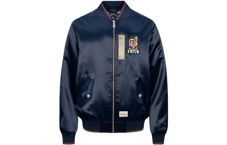 Lookbook EVISU AW23 Black Blue Daruma Embroidered Satin Straight-Fit Jacket 2EAHTM3JK1018XXPQ