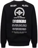 EVISU AW23 Black Crewneck Sweatshirt with Multielement Letter Print 2EAGNM3SW5163RXFL EVISU AW23 Black Crewneck Sweatshirt with Multielement Letter Print 2EAGNM3SW5163RXFL