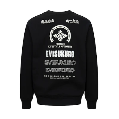 EVISU AW23 Black Crewneck Sweatshirt with Multielement Letter Print 2EAGNM3SW5163RXFL