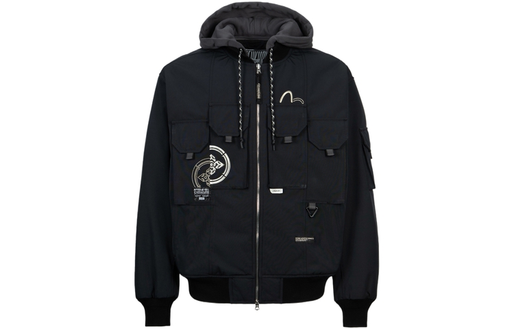 EVISU AW23 Black Hoodie Jacket with Seagull Embroidery 2EAGNM3JK5108LFPQ 圖 2