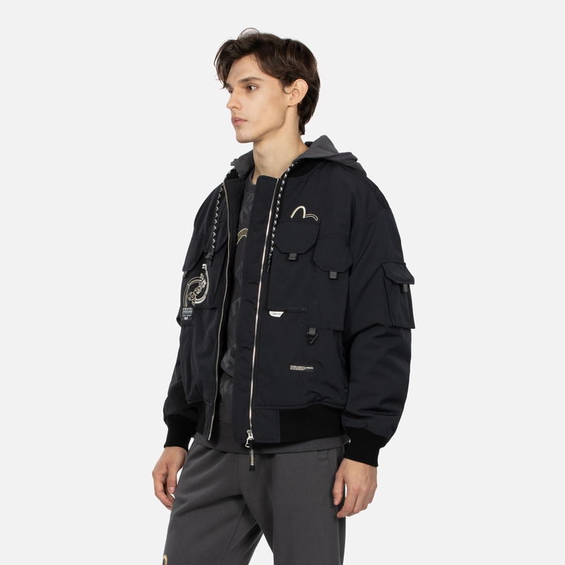EVISU AW23 Black Hoodie Jacket with Seagull Embroidery 2EAGNM3JK5108LFPQ 圖 4