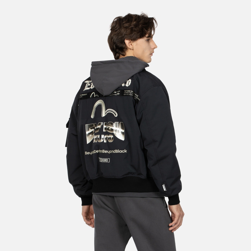 EVISU AW23 Black Hoodie Jacket with Seagull Embroidery 2EAGNM3JK5108LFPQ 圖 5