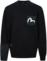 EVISU AW23 Black Oversized Pullover Sweatshirt with Seagull Print 2EAHTM3SW8042LFCT EVISU AW23 Black Oversized Pullover Sweatshirt with Seagull Print 2EAHTM3SW8042LFCT