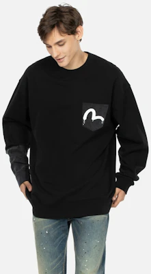 EVISU AW23 黑色海鷗印花寬鬆款長袖衛衣 2EAHTM3SW8042LFCT Shop EVISU AW23 黑色海鷗印花寬鬆款長袖衛衣 2EAHTM3SW8042LFCT