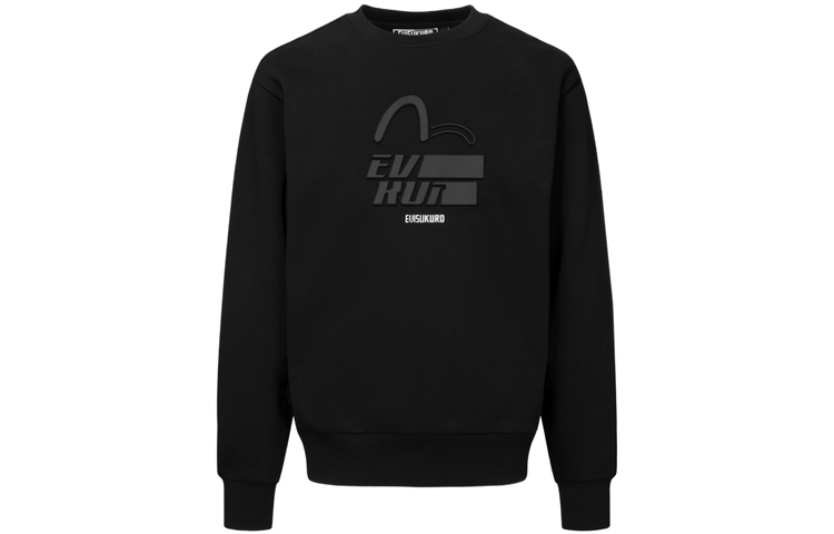 EVISU AW23 Black Seagull Logo Patch Crewneck Sweatshirt Regular Fit 2EAGNM3SW5051XXFL