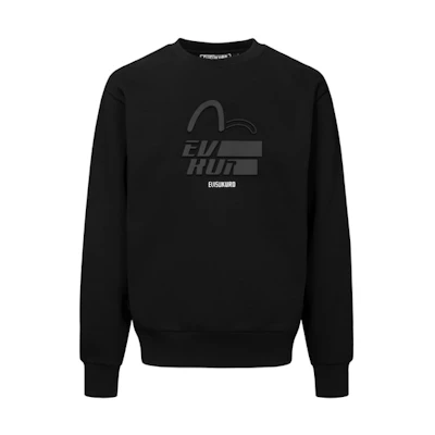EVISU AW23 Black Seagull Logo Patch Crewneck Sweatshirt Regular Fit 2EAGNM3SW5051XXFL