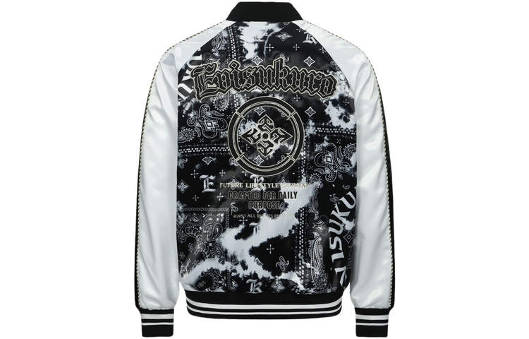 EVISU AW23 Black Yokosuka Jacket with Logo Print and Embroidery for Men. 2EAGNM3JK5272XXPQ