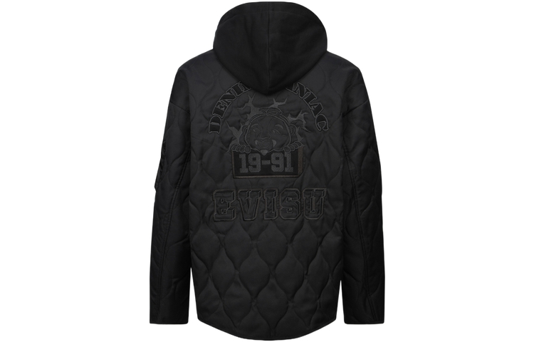 Evisu AW23 Buddha & Seagull Embroidered Quilted Jacket Black () 2EAHTM3JK8002LFPQ