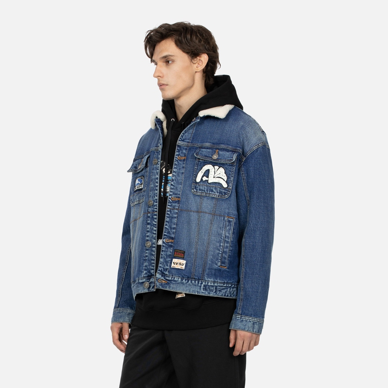 EVISU AW23 Buddha Head & Oil Can Print Loose Denim Jacket  Denim Blue 2EAHTM3DJ8069LFSQ 圖 5