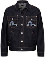 EVISU AW23 Cloud & Kamon Print Big M Loose Denim Jacket - Denim Blue 2EAHTM3DJ7007LFCS EVISU AW23 Cloud & Kamon Print Big M Loose Denim Jacket - Denim Blue 2EAHTM3DJ7007LFCS