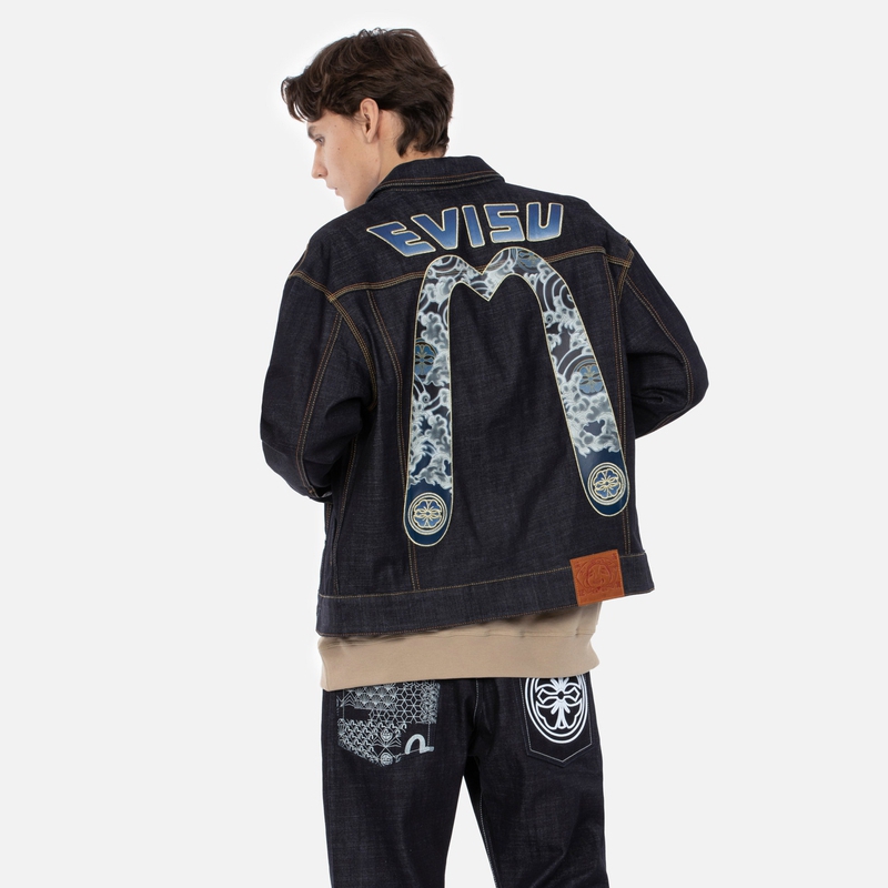 Purchase EVISU AW23 雲朵與家紋印花大M寬鬆牛仔外套 - 牛仔藍 2EAHTM3DJ7007LFCS