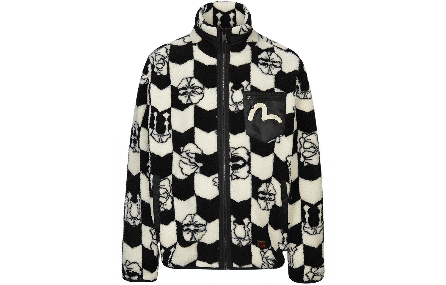 EVISU AW23 Colorful All-Over Logo Jacquard Relaxed Fit Zip Jacket . 2EAHTM3JK1021RXSH