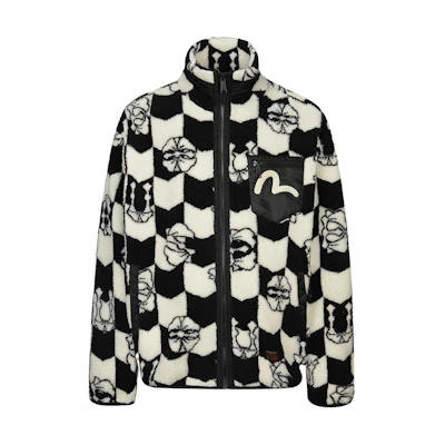 EVISU AW23 Colorful All-Over Logo Jacquard Relaxed Fit Zip Jacket . 2EAHTM3JK1021RXSH