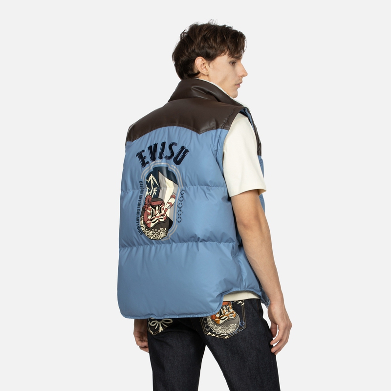 EVISU AW23 Dark Blue Convertible Sleeve Puffer Jacket for Men 2EAHTM3NJ1034XXNY 圖 8