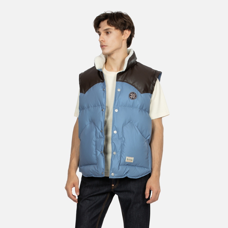 EVISU AW23 Dark Blue Convertible Sleeve Puffer Jacket for Men 2EAHTM3NJ1034XXNY 圖 9