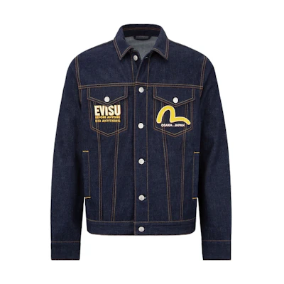 EVISU AW23 Fortune Big M Print Denim Jacket - Denim Blue 2EAHTM3DJ2913XXCT