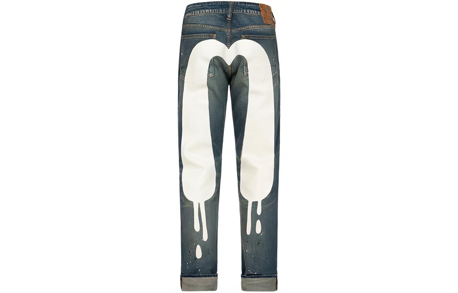 EVISU AW23 Graffiti Big M Slim Fit Jeans Men Denim Blue. 2EAHTM3JE890117CS