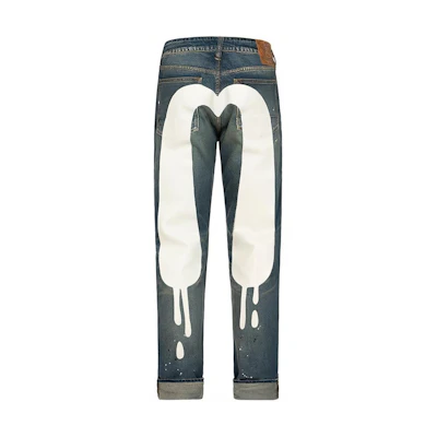 EVISU AW23 Graffiti Big M Slim Fit Jeans Men Denim Blue. 2EAHTM3JE890117CS